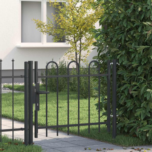 vidaXL Puerta de cerca con cerradura Gris 103 x 250 cm