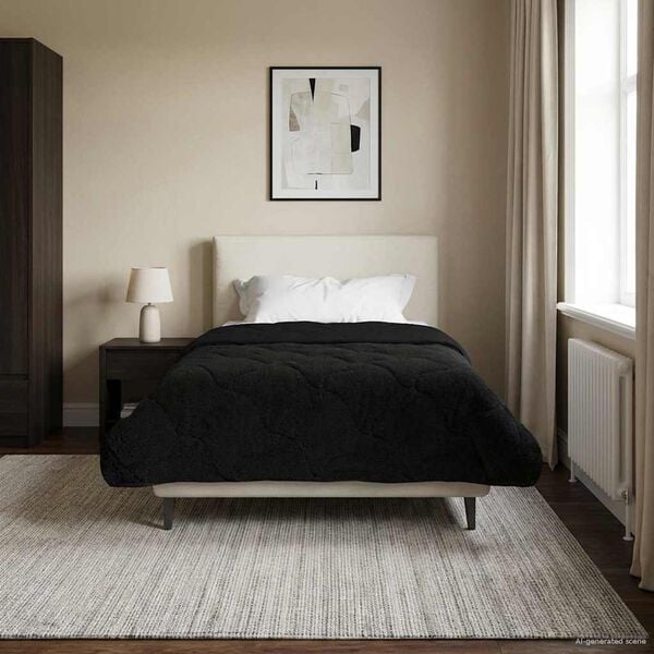 vidaXL Edred&oacute;n de Todo el A&ntilde;o Acolchado Negro 155 x 200 cm