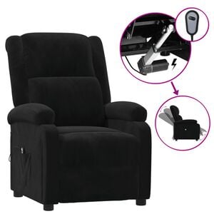 vidaXL Sill&oacute;n reclinable el&eacute;ctrico de terciopelo negro