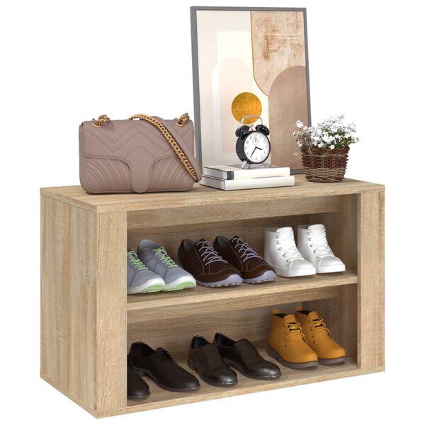 vidaXL Mueble zapatero madera contrachapada roble Sonoma 75x35x45 cm