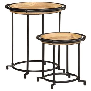 vidaXL Juego de mesas auxiliar 2 piezas madera maciza de mango