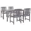vidaXL Set de comedor de jard&iacute;n 5 piezas madera maciza de acacia gris
