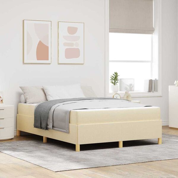 vidaXL Estructura de cama con colch&oacute;n Crema 160 x 200 cm tela