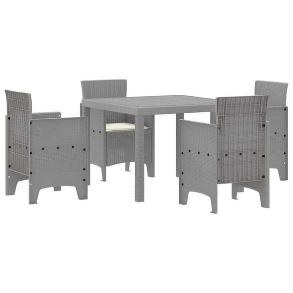 vidaXL Conjunto de Comedor de Jard&iacute;n 5 pcs Gris Claro Ratan Polt