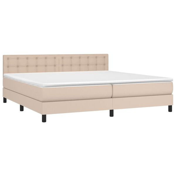 vidaXL Cama box spring con colchón cuero sintético capuchino 200x200cm