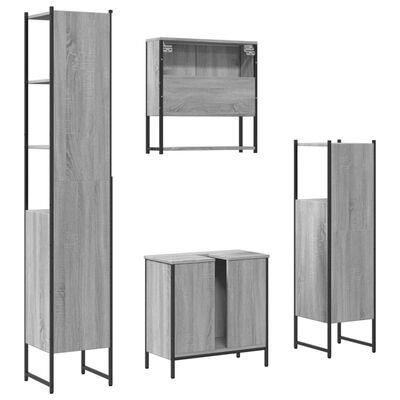 vidaXL Set de muebles de baño 4 pzas madera contrachapada gris sonoma