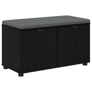 vidaXL Banco de entrada con coj&iacute;n Roble Negro 80 x 38 x 46 cm