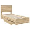 vidaXL Cama con almacenamiento con cabecera Roble Sonoma 90 x 200 cm