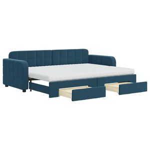 vidaXL Sof&aacute; cama nido con cajones terciopelo azul 80x200 cm