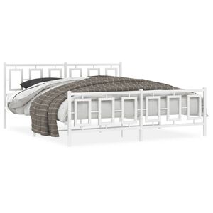vidaXL Estructura cama sin colch&oacute;n con estribo metal blanco 180x200 cm