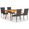 vidaXL Juego de comedor para jard&iacute;n 5 piezas marr&oacute;n