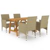 vidaXL Juego de comedor para jard&iacute;n de 5 piezas beige