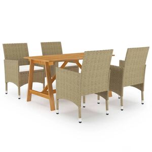 vidaXL Juego de comedor para jard&iacute;n de 5 piezas beige