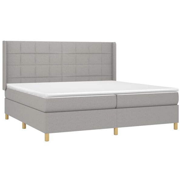 vidaXL Cama box spring con colch&oacute;n tela y LED gris claro 200x200 cm