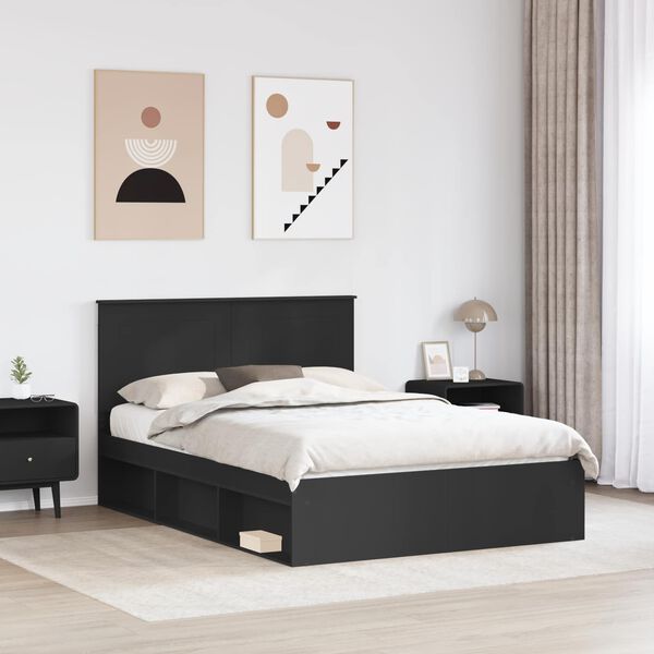 vidaXL Estructura de cama Negro 140 x 200 cm Madera de pino macizo