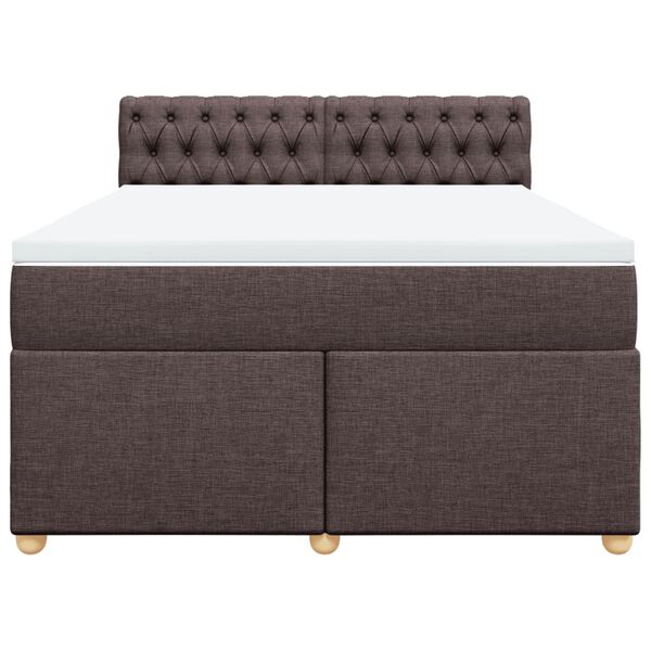 vidaXL Cama box spring con colch&oacute;n tela marr&oacute;n oscuro 160x200 cm