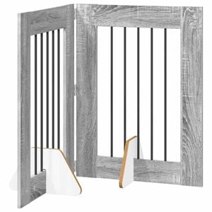 vidaXL Puerta para perros plegable con soportes 2 pcs Gris Sonoma