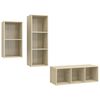 vidaXL Juego de muebles de sal&oacute;n 3 pzas madera ingenier&iacute;a roble Sonoma