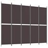 vidaXL Biombo divisor de 5 paneles de tela marr&oacute;n 250x200 cm