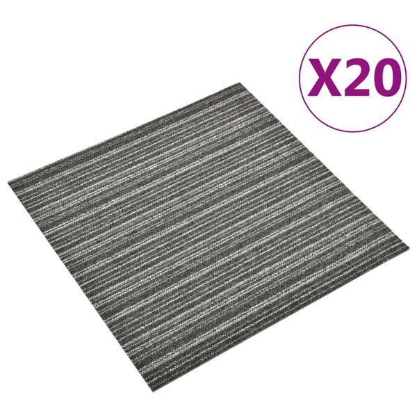 vidaXL Baldosa de suelo de moqueta 20 uds 5m² 50x50cm antracita rayada