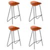 vidaXL Taburetes de cocina 4 unidades cuero aut&eacute;ntico marr&oacute;n