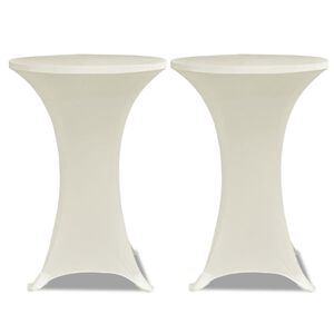 2 Manteles color crema ajustados para mesa de pie - 60 cm di&aacute;metro