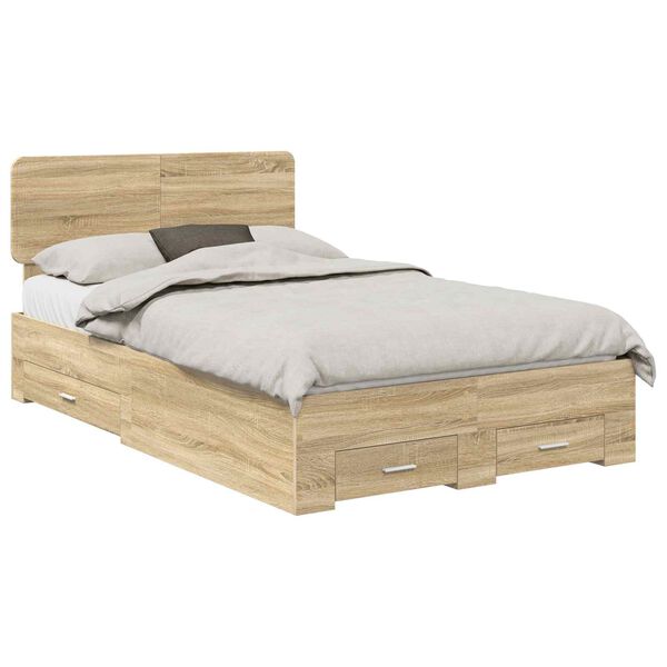 vidaXL Estructura de cama con cabecera Roble Sonoma 120 x 200 cm