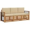 vidaXL Juegos de sof&aacute;s 3 uds. Natural y Beige Madera de Acacia S&oacute;lida