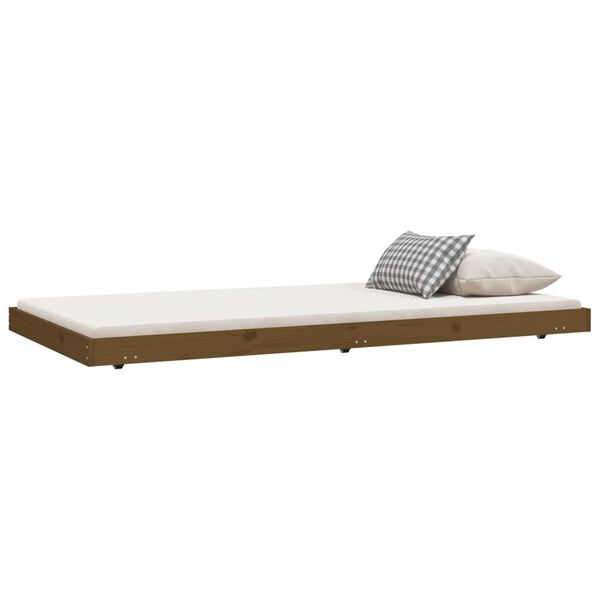 vidaXL Estructura de cama madera maciza pino marr&oacute;n miel 100x200 cm