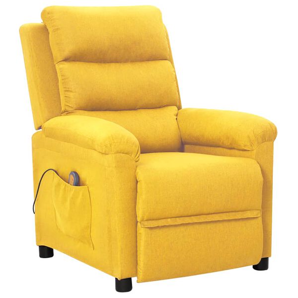 vidaXL Sill&oacute;n de masaje de tela amarillo claro