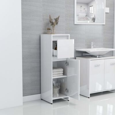 vidaXL Juego de muebles de baño 3 pzas madera ingeniería blanco brillo