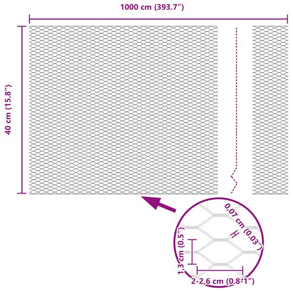 vidaXL Cerca Hexagonal Verde 0.4 x 10 m Acero