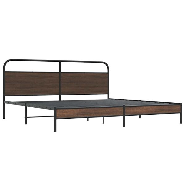 vidaXL Estructura de cama sin colch&oacute;n metal roble marr&oacute;n 200x200 cm