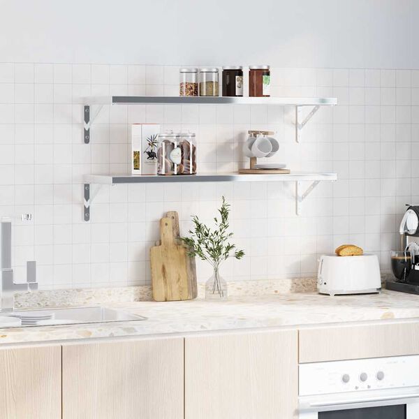 vidaXL Soportes de estante 4 uds acero inoxidable 30x2,5x15,5 cm