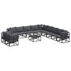 vidaXL Conjunto de sof&aacute;s de jard&iacute;n 12 uds. Negro Aluminio