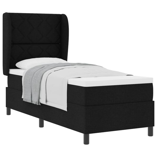 vidaXL Cama tipo Box Spring con colch&oacute;n Negro 80 x 200 cm tela