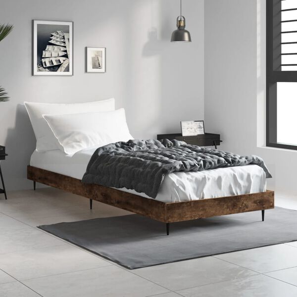 vidaXL Estructura cama sin colch&oacute;n madera roble ahumado 75x190 cm