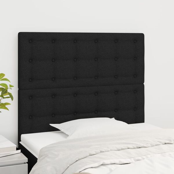 vidaXL Cabecero de cama de tela negro 80x5x118/128 cm