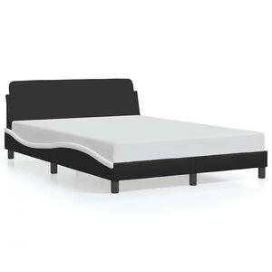 vidaXL Estructura de cama Dover cuero sint&eacute;tico negro blanco 120x200 cm