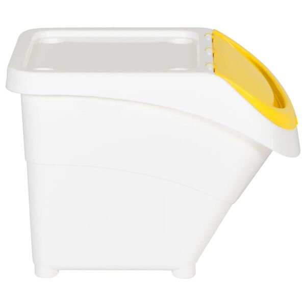 vidaXL Cubos de basura apilables con tapa 3 uds PP blanco 78 L