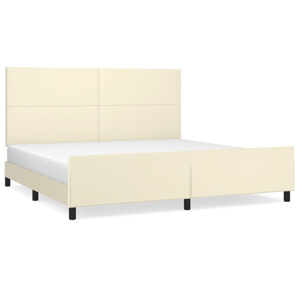vidaXL Estructura de cama sin colch&oacute;n cuero sint&eacute;tico crema 200x200 cm