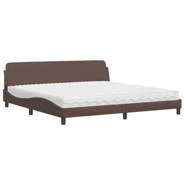 vidaXL Cama con colch&oacute;n Dover cuero sint&eacute;tico marr&oacute;n 200x200 cm