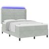 vidaXL Cama tipo Box Spring con LED Gris Claro 160 x 200 cm Terciopelo