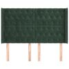 vidaXL Cabecero con orejas de terciopelo verde oscuro 147x16x118/128cm