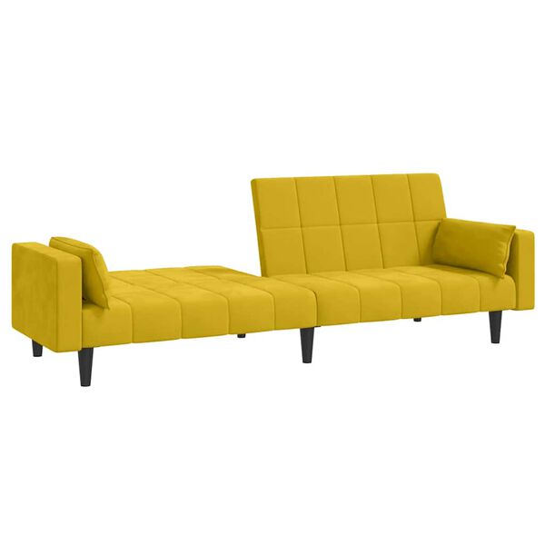 vidaXL Sof&aacute; cama de 2 plazas con dos almohadas terciopelo amarillo