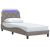 vidaXL Estructura cama con LED sin colch&oacute;n tela taupe 90x200 cm