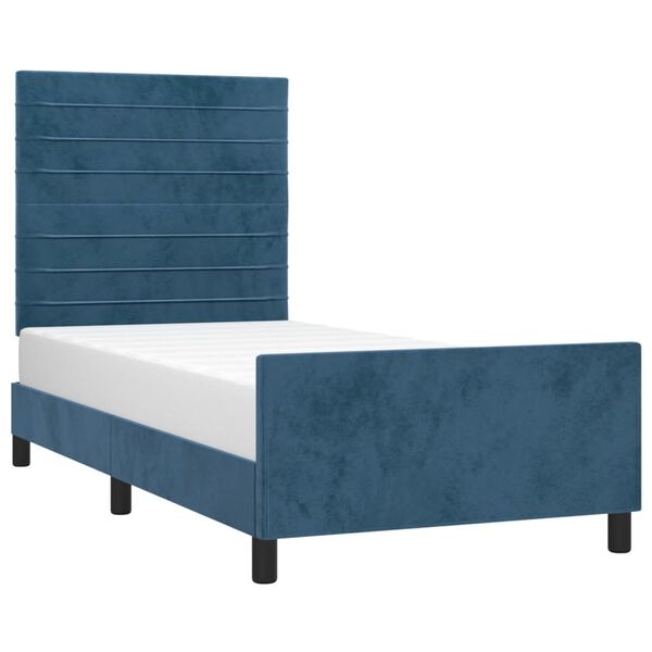 vidaXL Estructura de cama sin colch&oacute;n terciopelo azul oscuro 100x200cm