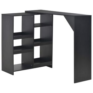 vidaXL Mesa de bar con estanter&iacute;a m&oacute;vil negro 138x39x110 cm