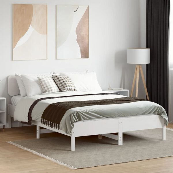 vidaXL Estructura de cama sin colch&oacute;n madera maciza blanca 120x190 cm