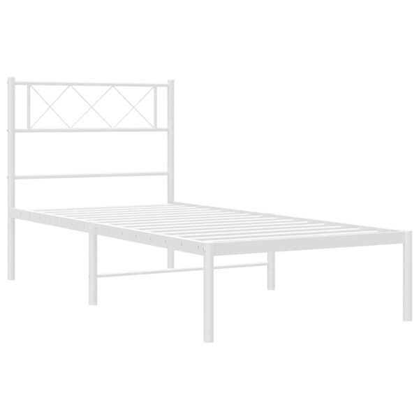 vidaXL Estructura cama sin colch&oacute;n con cabecero metal blanco 90x200 cm